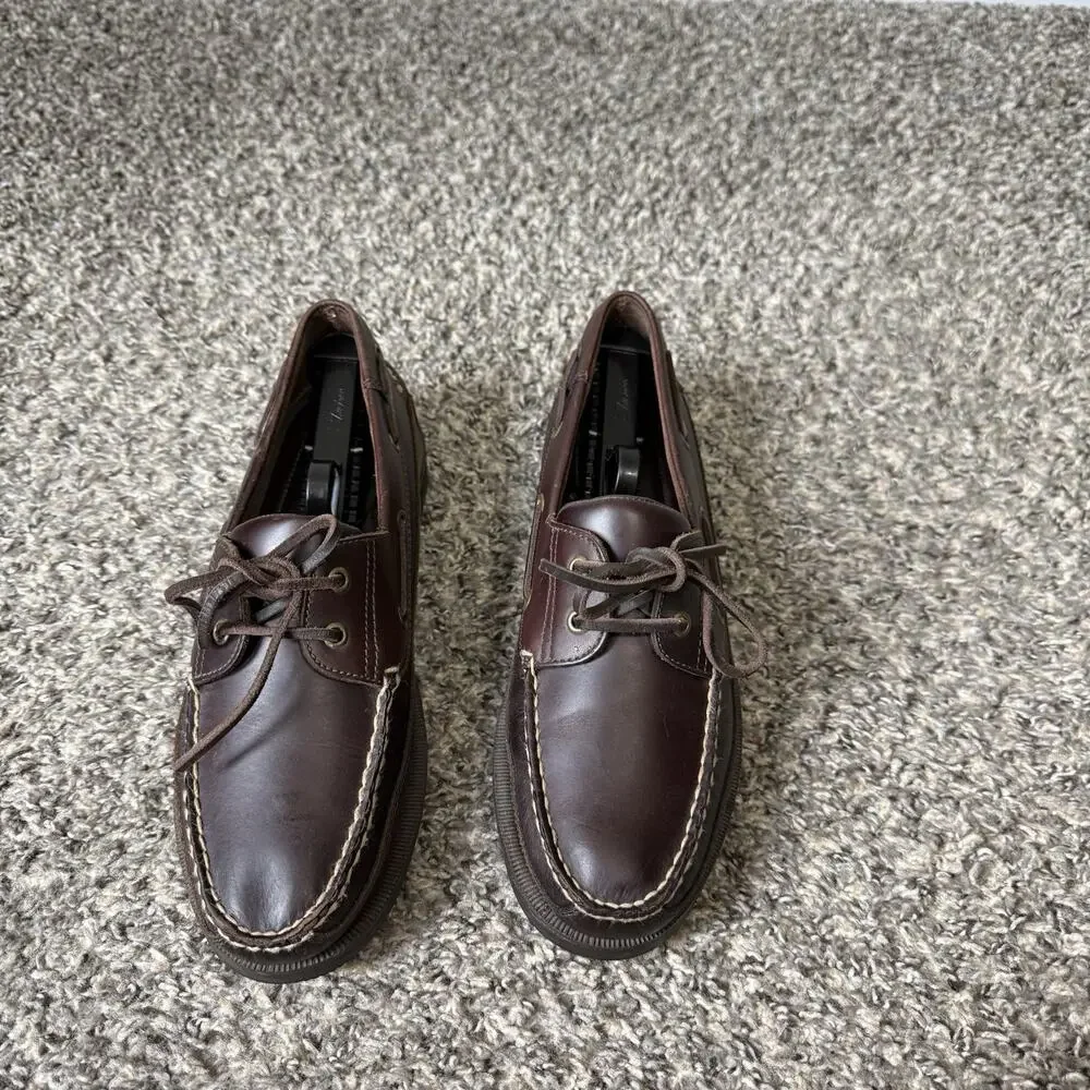 VTG Bass Shoes Mens 9.5 M Brown Leather Boat Deck Casual Moc Toe Loafers